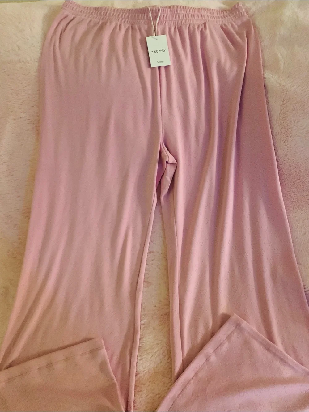 Z Supply Maison Heart Pointelle Long Loungewear Set Pink Crush Large Comfy NWT